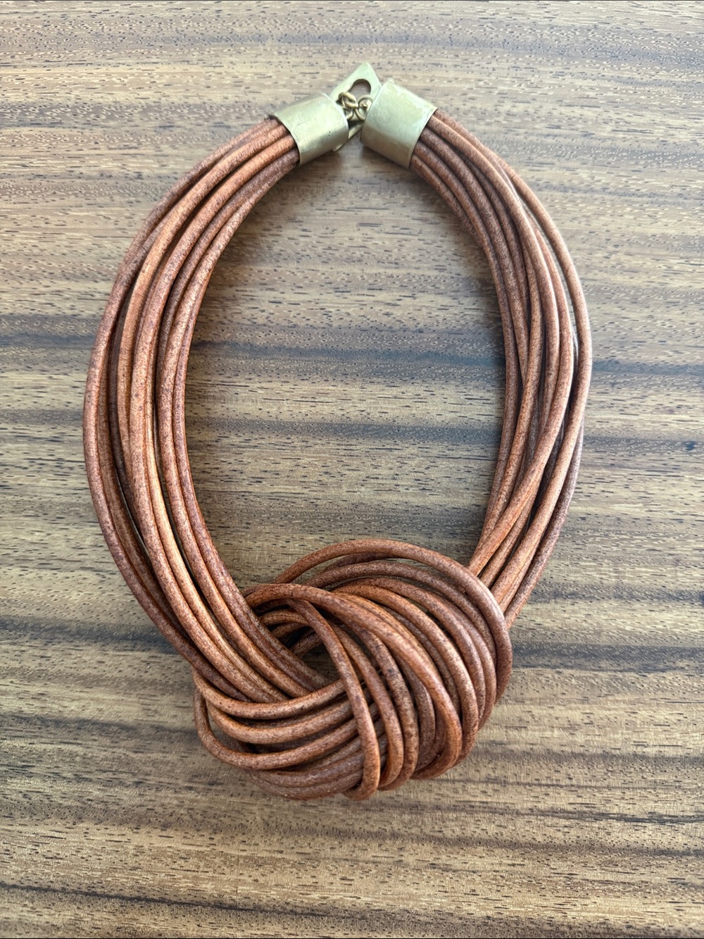 Handcrafted Brown Multi-Strand Knot Necklace